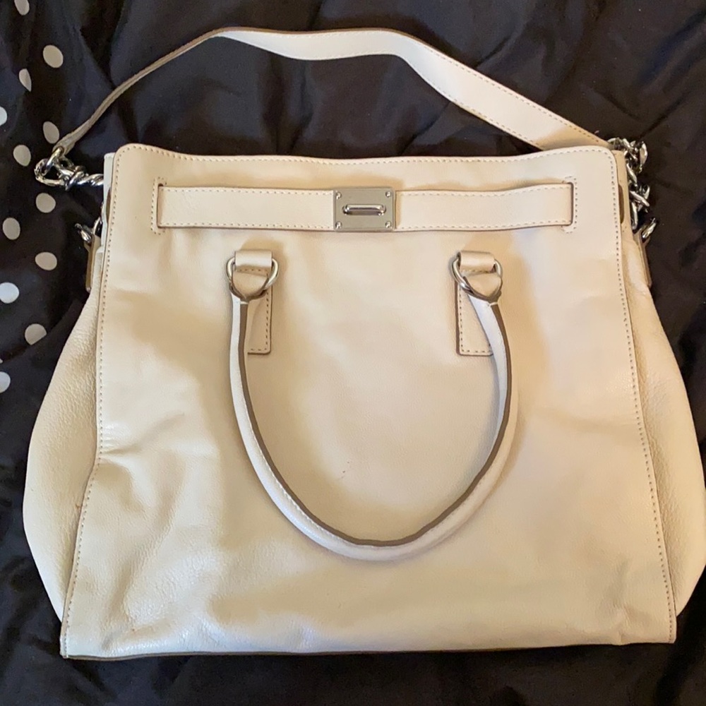 Used Michael Kors cream Hamilton bag
